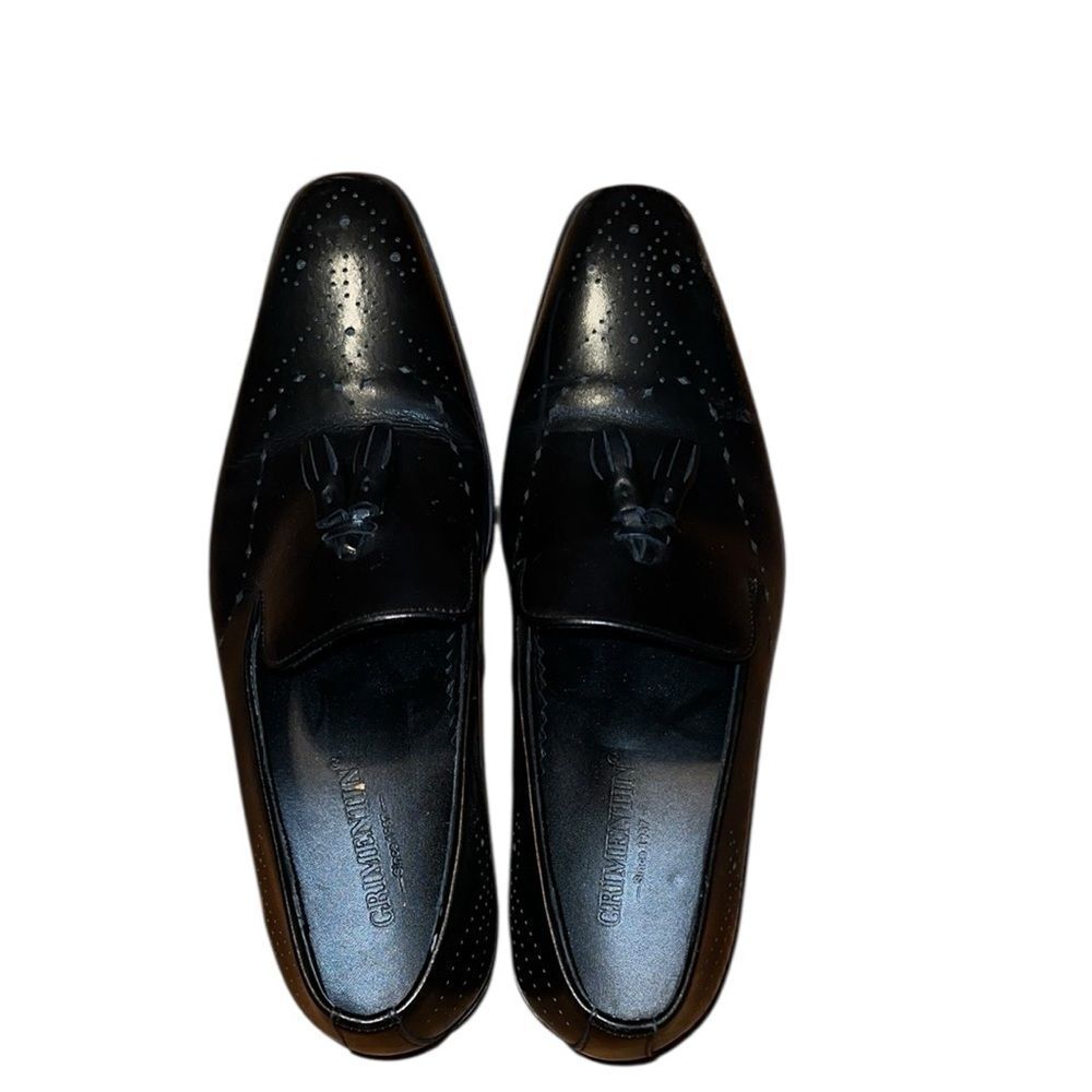 Grimentin Black Leather Men's Shoes Size 42